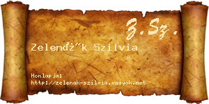 Zelenák Szilvia névjegykártya